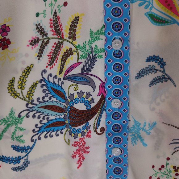 Talbots Tunic Style Blouse Womens Size XLP Pullover Floral Boho Semi Sheer - Picture 7 of 13